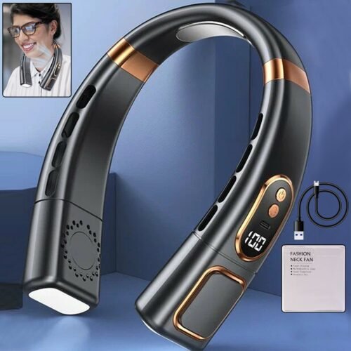 01_fan.jpg Premium USB Rechargeable Fashion Neck Fan with Digital Display (1 Pc)
