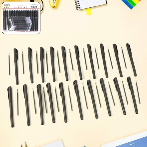 01_pen_dbfcc6b8-d2d8-45b1-be78-3008a5cbc616.jpg Refillable Black Marker Pen with Extra Ink Refills 20 pieces (1 Set)