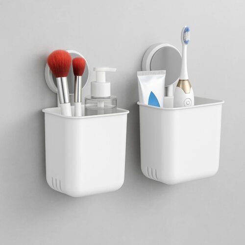 Wall Mounted Bathroom Storage Organizer Cup Set (2 Pc Set)