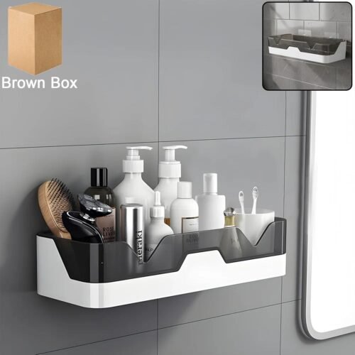 Wall Mounted Self Adhesive Plastic Storage Shelf (1 Pc)