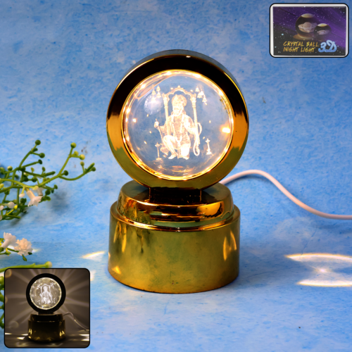 Bajrang Bali 3D Crystal Ball Night Light with LED Illumination (1 Pc)