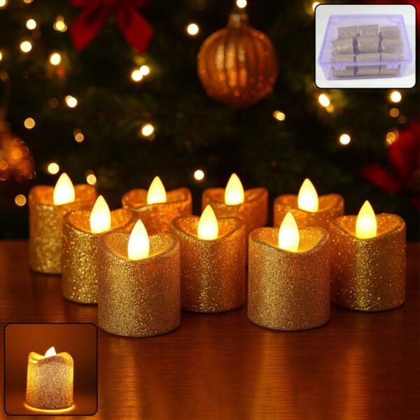 9Lamp-WOSKU-01.jpg Christmas Premium Glitter LED Tealight Candles (9 Pc Set)