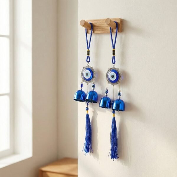 Big-Evil-Eye-Protection-Chakra-02.jpg Decorative Evil Eye Hanging Wind Chime Set (2 Pc Set)