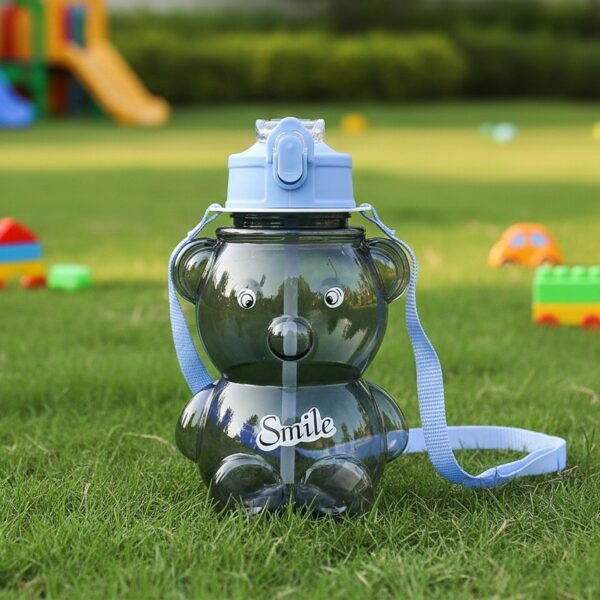 Bottle-01_8f4648a9-b2f8-43d1-9988-fe2d06cd44b5.jpg Kids Cartoon Bear Water Bottle with Straw & Shoulder Strap (1 Pc)