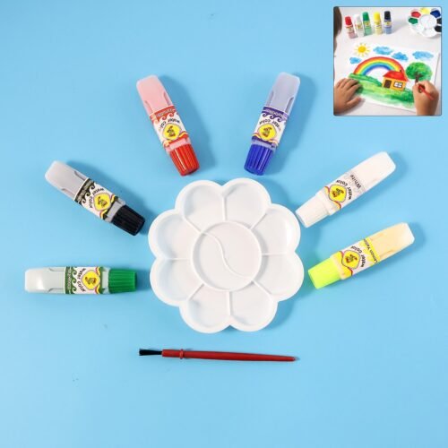 Kids Water Colour Painting Set with Brush & Mixing Palette (1 Set)