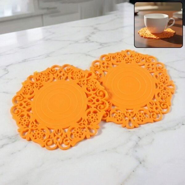 CupCoaster-WOSKU-01.jpg Heat-Resistant Decorative Hot Mat & Cup Coaster Set (10 cm, 2 Pc Set)