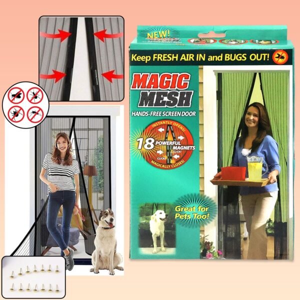 Magic Mesh Hands-Free Screen Door Instant Opening (1 Set)