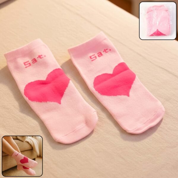 Pink-WOSKU-01.jpg Cute Heart Print Ankle-Length Socks (1 Pair)