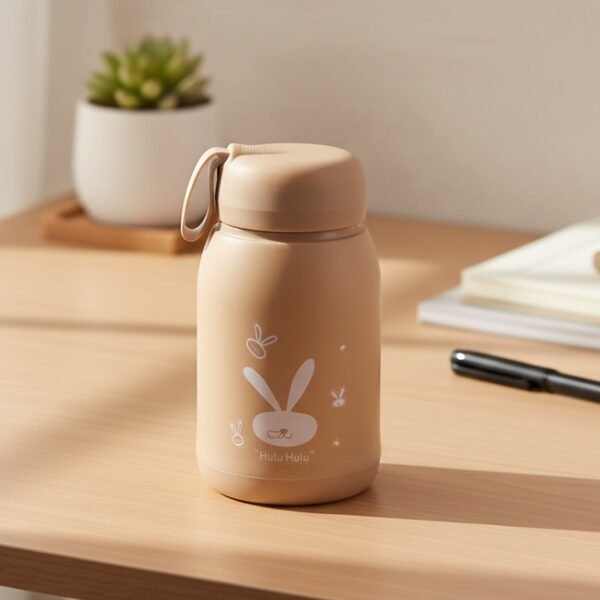 Water-bottle-01.jpg Cute Bunny Print Glass Drinking Brown Bottle (330ML / 1 Pc)