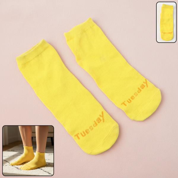 YellolwSocks-WOSKU-01.png Tuesday Theme Yellow Casual Socks (1 Pair)