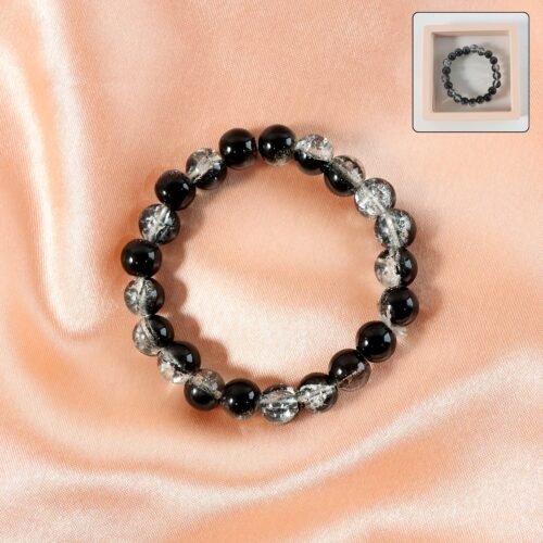 bracelate-01.jpg Elegant Dual-Tone Crystal Beaded Stretch Bracelet (1 Pc)