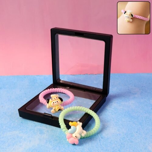 Cute Cartoon Charm Coil Hair Bands (2 Pc / Display Box)