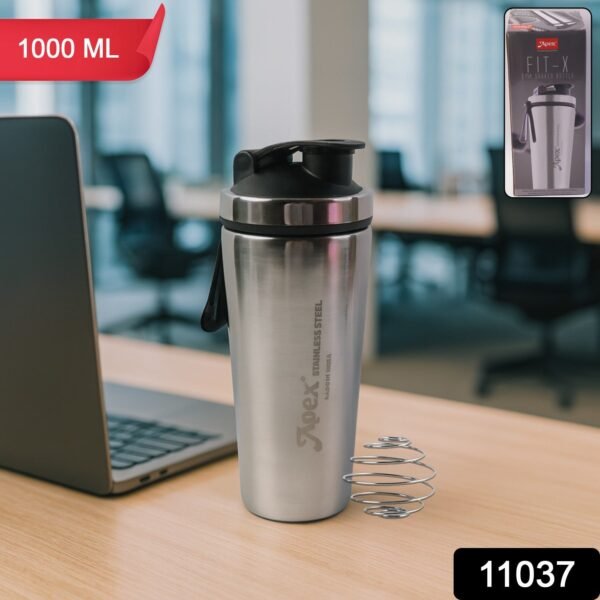 Apex Stainless Steel Gym Shaker Bottle and Spring (1000ML / 1 Pc)