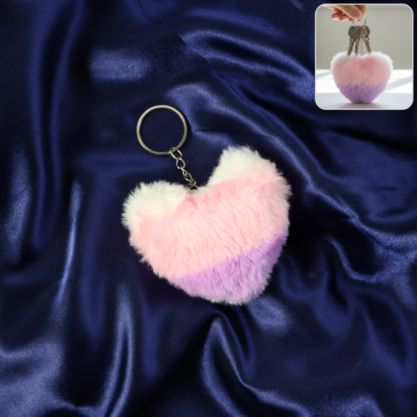Soft Plush Cute Heart Keychain - 1 Pc