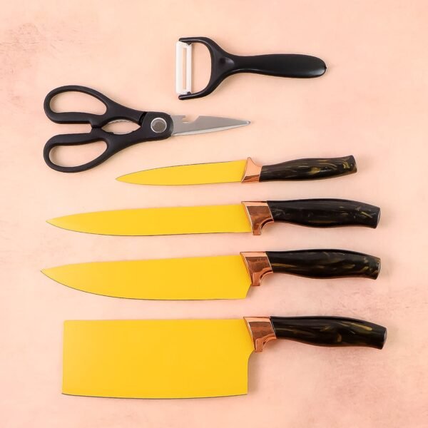 6 Pcs Professional Kitchen Knife Set with Chef Knives, Cleaver, Peeler & Scissors
