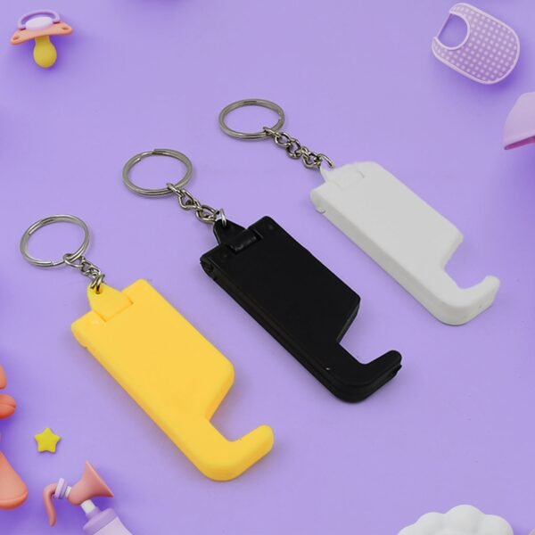 001_c0e77d34-0c45-4599-9e49-fd15c59feba2.jpg 2 in 1 Plastic Keychain with Mobile Stand / Phone Holder (1 Pc / Multicolor)