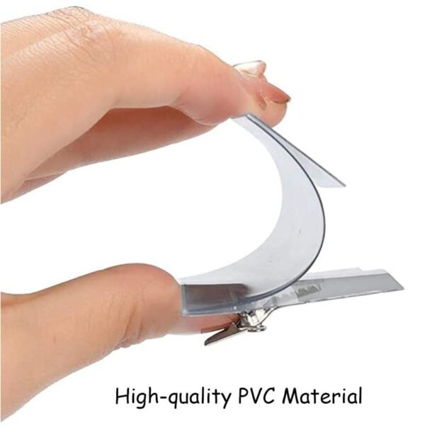 Plastic Transparent cardholders With Pin & Clip 90 mm x 60 mm (50 Pcs Set)