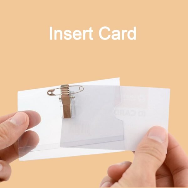Plastic Transparent cardholders With Pin & Clip 90 mm x 60 mm (50 Pcs Set)