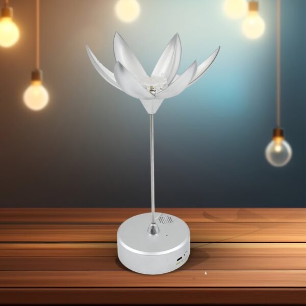 Lotus Flower Lamp with Music, Touch Open and Close, USB Rechargeable (1 Pc)