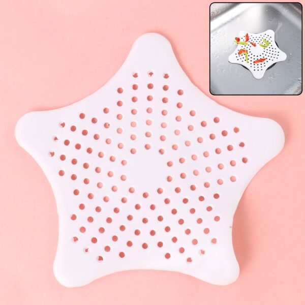 White Silicone Star Shaped Sink Filter Bathroom Hair Catcher Drain Strainers Basin