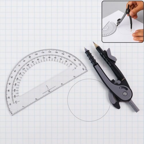 01_08300942-4d27-419e-8114-0dc53f2353c7.jpg 2-Piece Geometry Protractor Set with Lock and Transparent Protractor