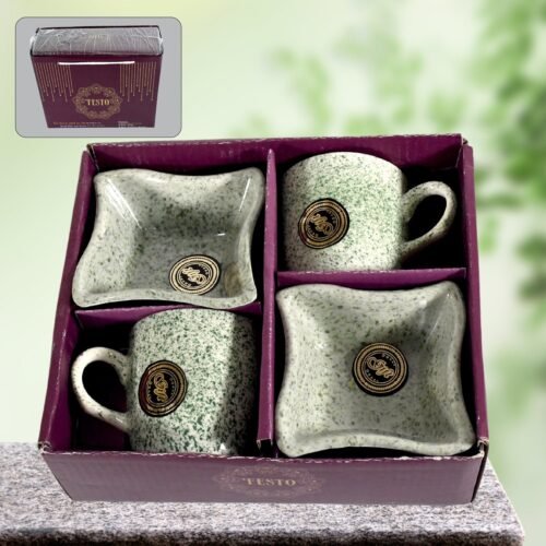 Ceramic Tea / cups / Mug Set Including Snacks (4 Pcs set)