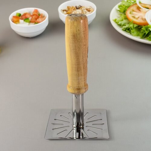 01_0d26f5d0-3e80-44c2-ab24-8ee100682305.jpg Kitchen Tools Wooden Handle Square Stainless Steel Potato Masher (1 Pc)