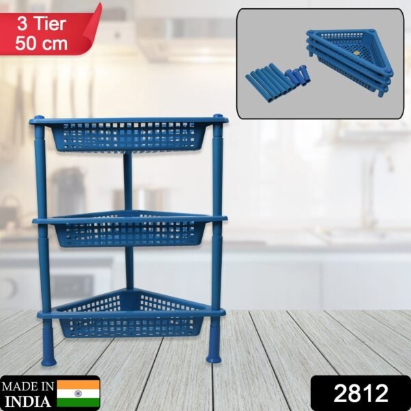 Triangle 3-Tier Plastic Storage Rack for Kitchen, Bathroom & Office