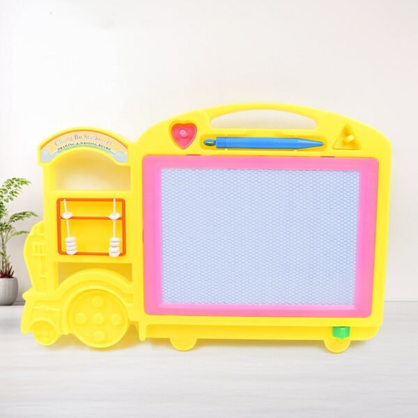 01_113b5c5d-6e5e-4253-9029-8d121531ef54.jpg Bus Shape Drawing & Writing Slate Board for Kids (1 pc / 32 × 21 Cm)