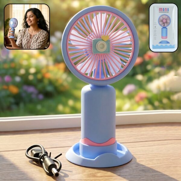 Dual-Use Rechargeable Mini Handheld & Table Fan (1 Pc)