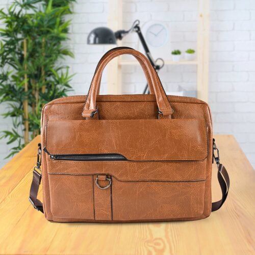 01_158940e0-23ea-41fe-bd83-3d17b8631202.jpg Premium Faux Leather Multipurpose Messenger Briefcase with Shoulder Strap (1 Pc)