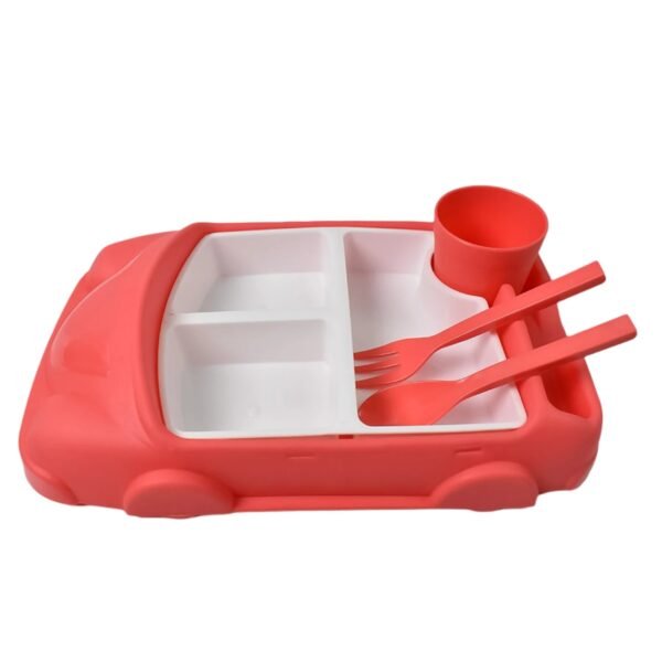 Kid's Car Shaped Plates Cup / Lunch Box Dinnerware (4 Pcs Set / 1000 ML Lunch Box)
