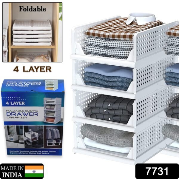 4 Layer Clothes Organizer Foldable Wardrobe Drawer Storage for Closet