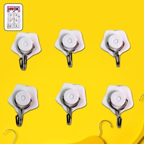 01_1bf330ab-02b0-47c5-8654-7f7ac86bceb0.jpg Multipurpose Self Adhesive Plastic Wall Hooks - 6 pcs