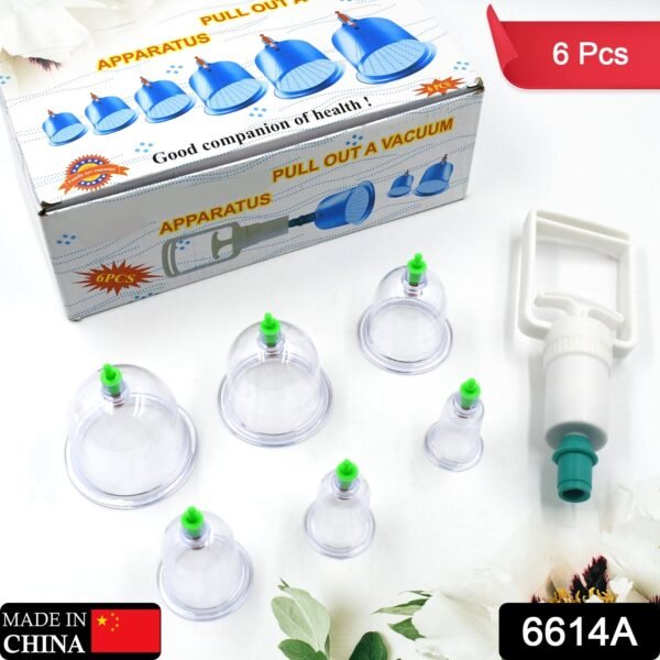 Vacuum Cupping Set – 6 Pc Massage Therapy Suction Kit for Relaxation