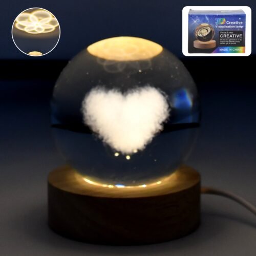 Heart 3D Crystal Ball lamps With Base (1 Pc)