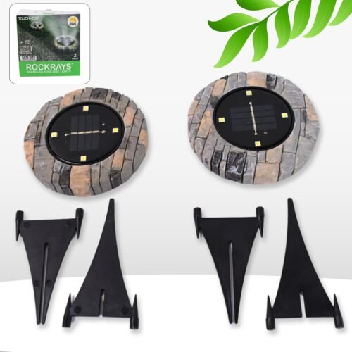 Disk Lights Slate – Heavy Duty Outdoor Solar Pathway Lights – 4 LED (2 Pc)