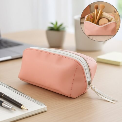 PU Leather Cosmetic & Pencil Pouch - (1 Pc)