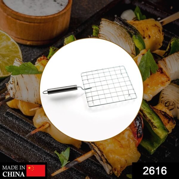 Square Stainless Steel Barbecue Grill with Steel Handle