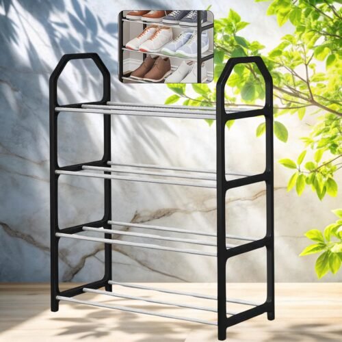 01_37b3e1f6-54cb-4348-93f5-9a0d32d716df.jpg 4 Layer Space‑saving Shoes Show Rack Folding Shoe Rack (1 Pc)