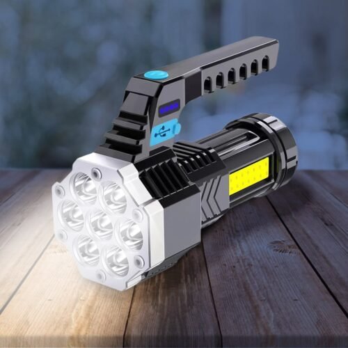 01_38d28e9e-d6b0-488b-bd5b-661c1b29385f.jpg Portable COB 7LED USB Rechargeable Flashlight / Torch with Side Light (1 Pc)