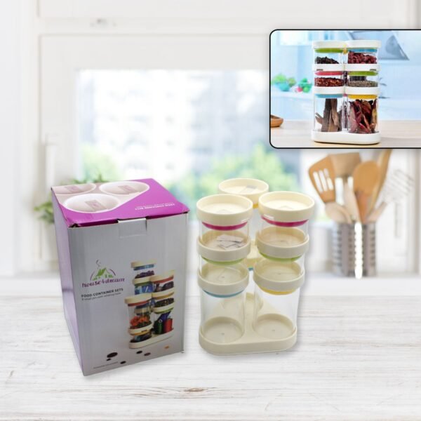 01_3d65f899-64e8-45eb-9314-81d2e1396068.jpg Multipurpose Plastic Transparent Storage Containers Masala Box Dabba Spice, Plastic Masala Spices Container Set Capacity With Airtight Lid Kitchen Pantry Organizer For Salt Mukhwas Box With Tray (8 Pc Set)