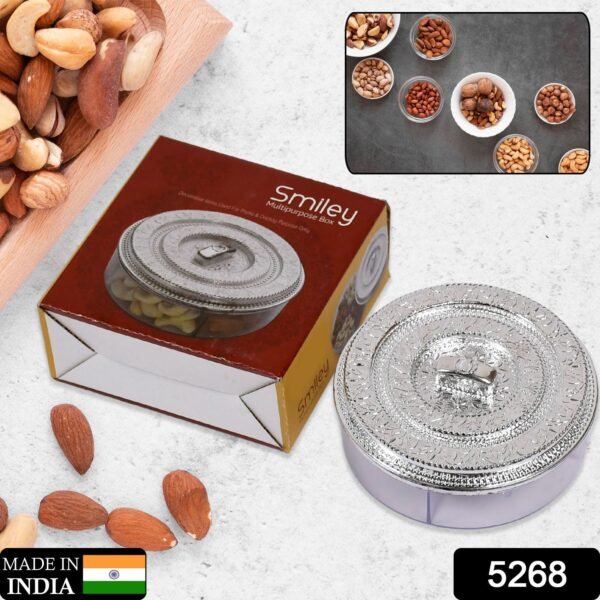 01_3f7f43a9-34a7-4aea-a2a8-e5f76b1d1649.jpg Round Smiley Multi Purpose 4 Compartment Box For Home & Kitchen Use