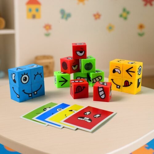 Educational Face Expression Changing Puzzle Cube Toy Set