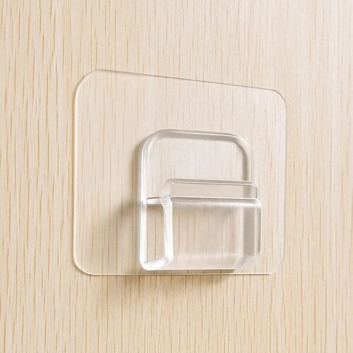 Heavy-Duty Transparent Wall Hook with Seamless Adhesive Backing (1 Pc)
