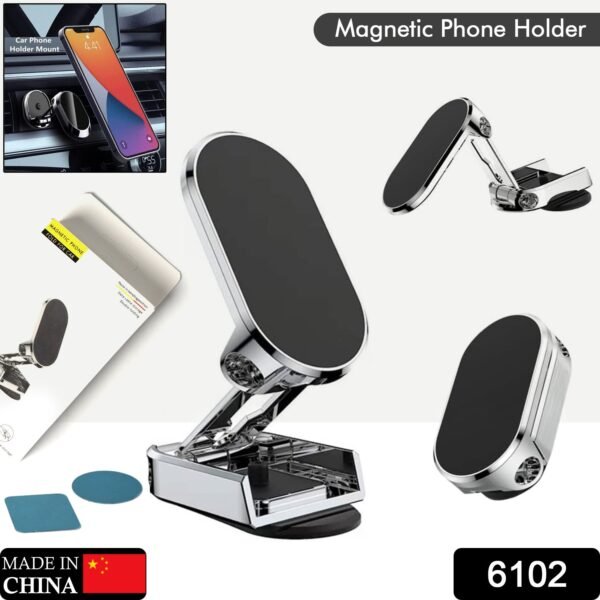 360° Rotating Magnetic Car Phone Holder in Metal (1 Pc, Folding)