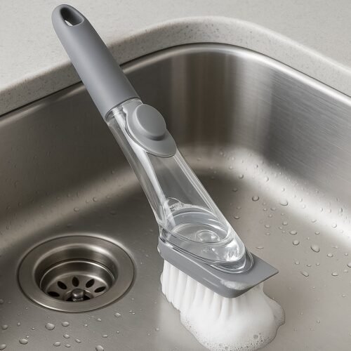 Multipurpose Dish Scrub Brush with Built-In Soap Dispenser (1 Pc)