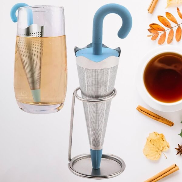 01_55f4ab8f-5f46-418c-b4eb-cbd4ac5e1616.jpg Reusable Cute Umbrella Tea Strainer With Tray / Stand (1 Pc)