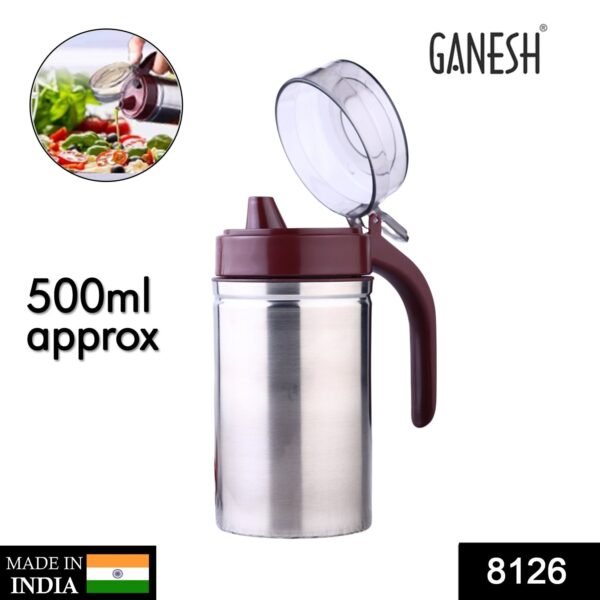 01_568cf34c-5a3c-4193-bbe8-d2e02cbf2c71.jpg Oil Dispenser Stainless Steel with small nozzle 500ML Oil Container.