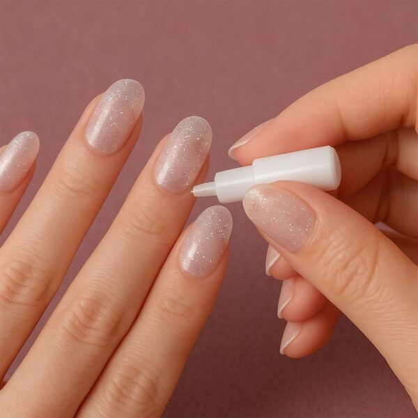 Glitter 3D Floral Press-On Artificial Nail Tips with Nail Glue fake nails (1 Set)